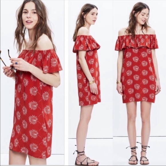 Madewell Dresses & Skirts - $150 Madewell PalmFlower off the shoulder Silk
